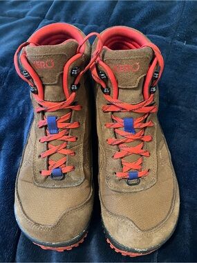 Xero Ridgeway Waterproof Brown Lace-Up Boots with Red Accents